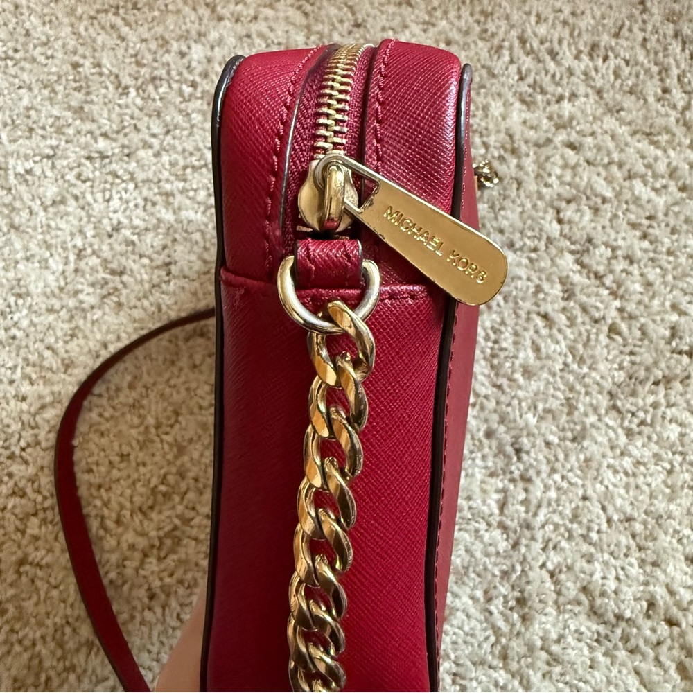 Michael Kors Red Leather Small Crossbody Bag - Picture 4 of 11